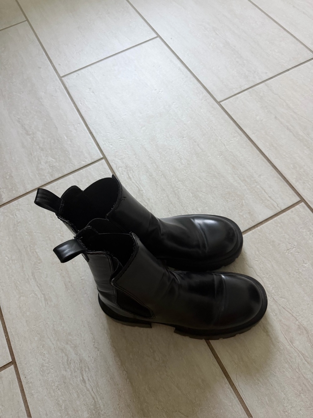 H&M Black Leather Chelsea Ankle Boots